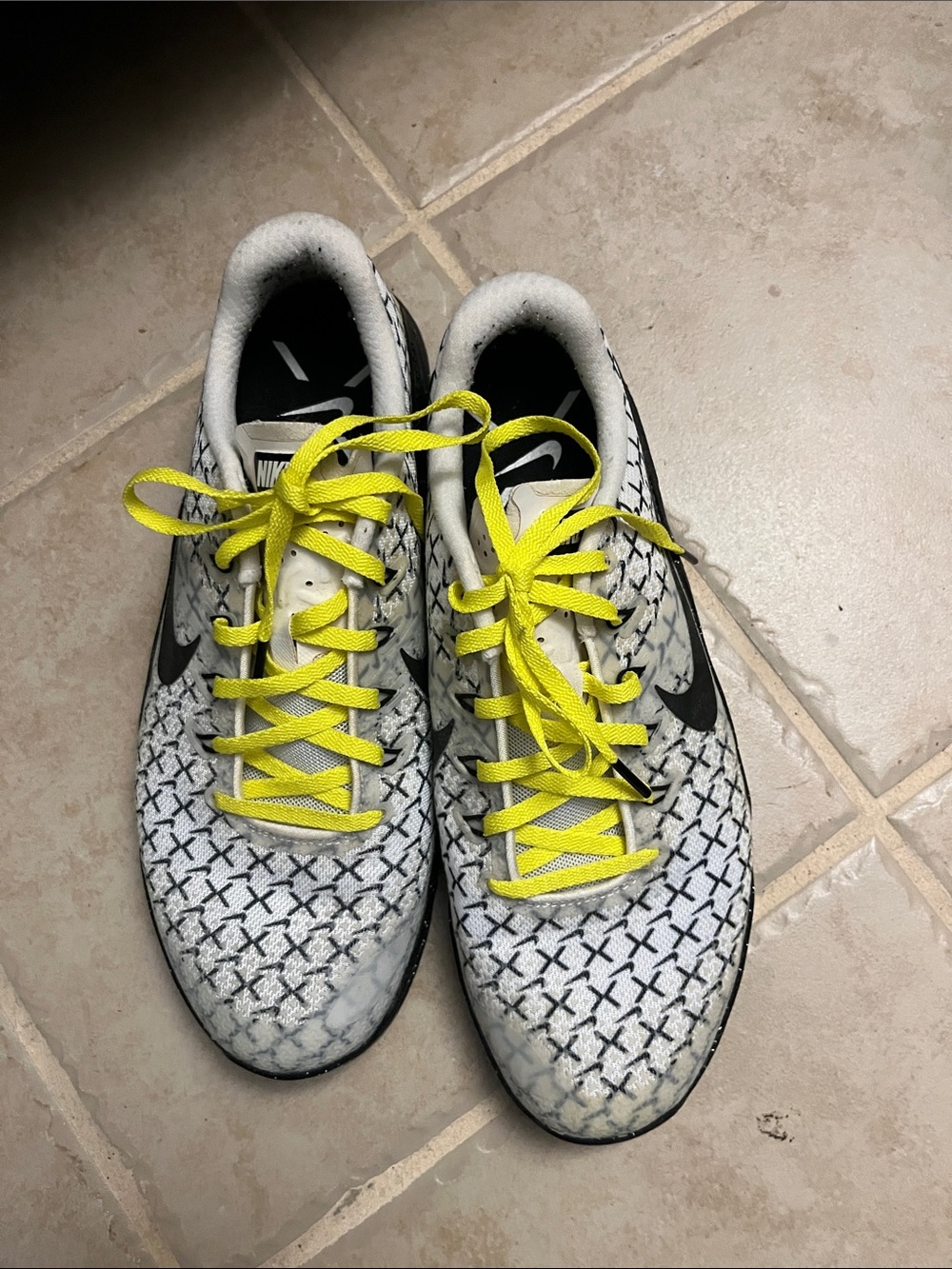 Nike Metco White Sneakers with Bright Yellow Laces and Black souls